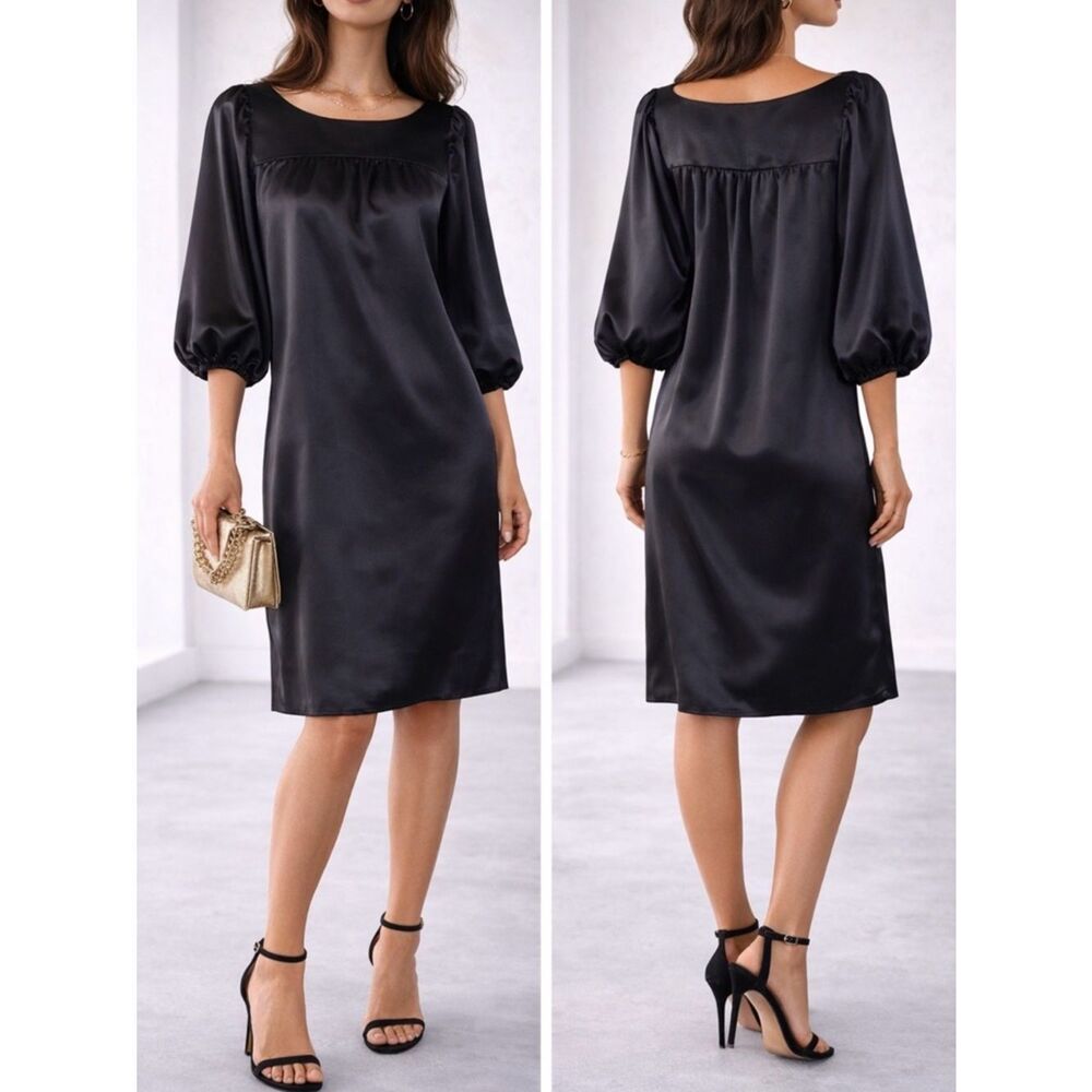 Max & Cleo Satin Balloon Sleeve Midi Dress